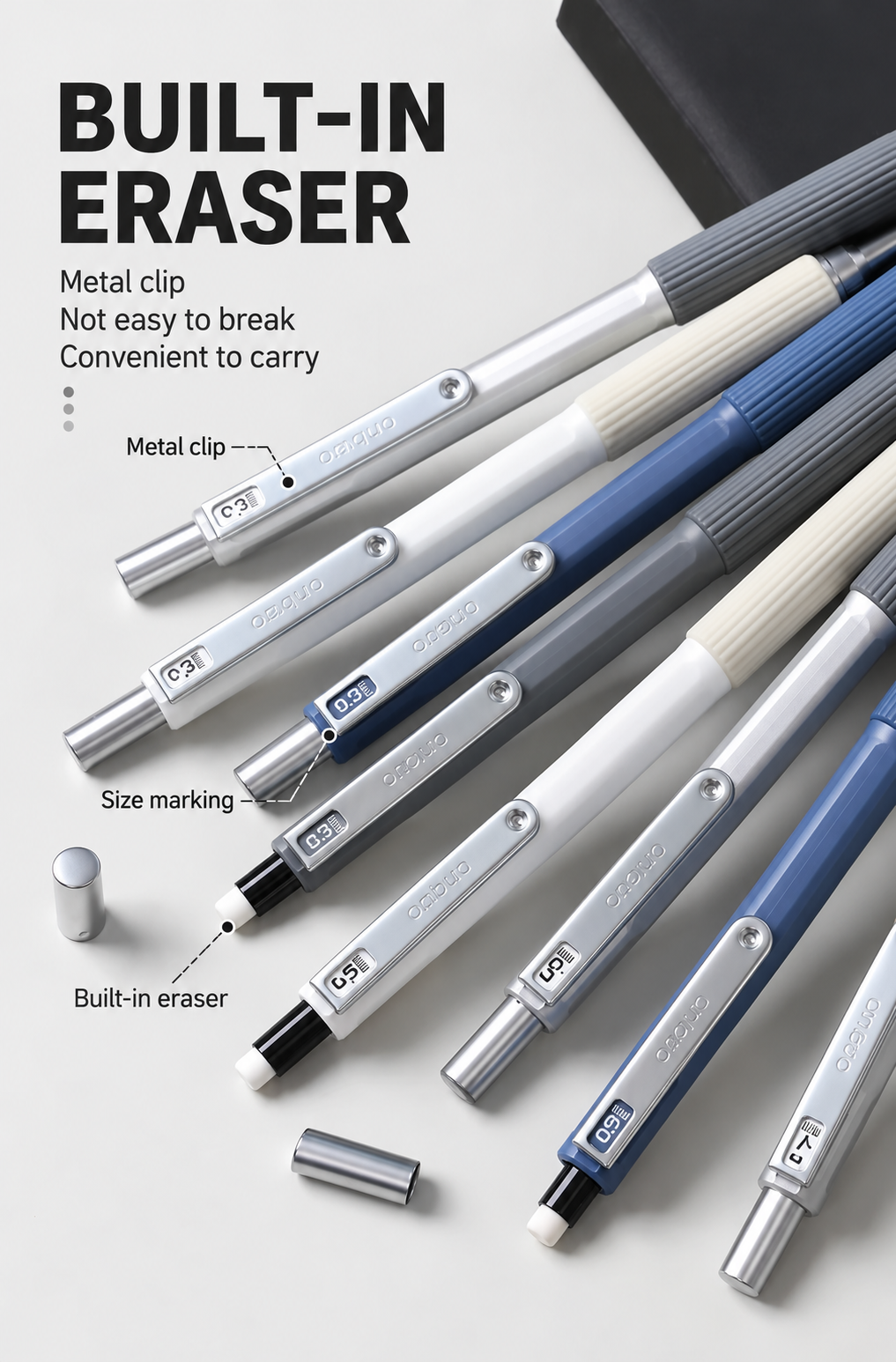 Mechanical Pencil Set with Case, Drafting Pencils 0.3mm, HB Lead Refills