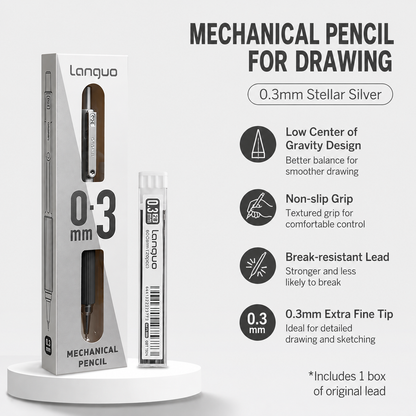 Mechanical Pencil Set with Case, Drafting Pencils 0.3mm, HB Lead Refills