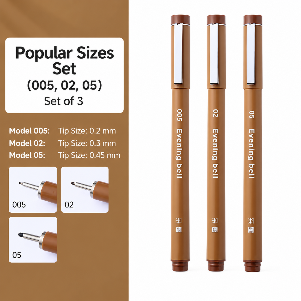 Evening Bell Brown Color Sepia Micro Fineliner Drawing Art Pens