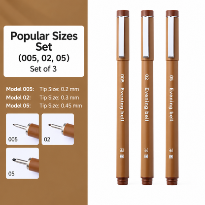 Evening Bell Brown Color Sepia Micro Fineliner Drawing Art Pens