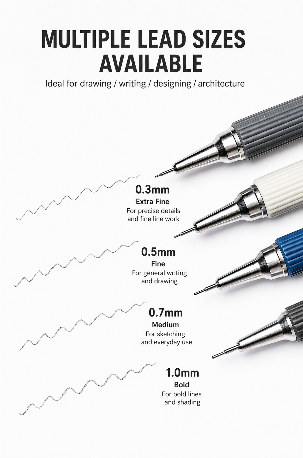 Mechanical Pencil Set with Case, Drafting Pencils 0.3mm, HB Lead Refills