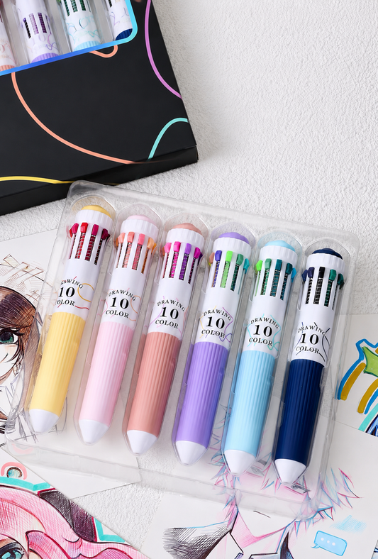 Languo 60 Colors Multicolor Ballpoint Pens, 10-in-1 Colored Pen, 0.8mm Tip