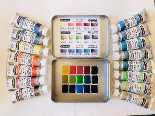 Mozart Premium Japanese Watercolor Paint Set – 40 Rich Water Color –Include  Solid, Metallic & Neon Water Colors – Artist Quality– Watercolor Paint  Perfect Travel Watercolor Set for Adults, Students