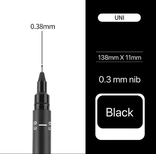 Uni-Ball Uni Pin 0.3mm Fineliner Black